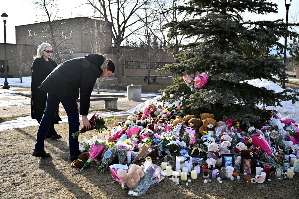A memorial for the victims of the mass shooting in Tumbler Ridge in Canada. Photo: Reuters